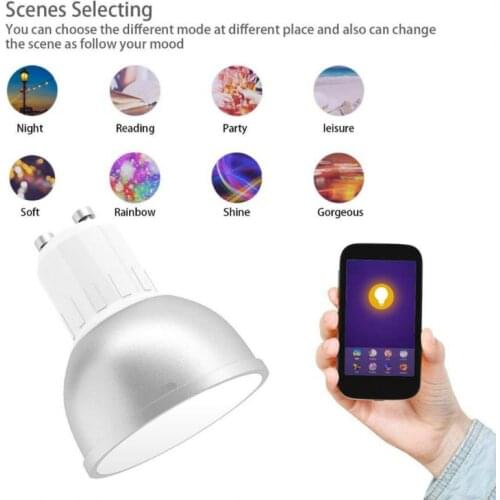 1Pcs Hot Smart Wifi LED Bulb GU10 RGBW 5W Led Dimmable Compatible with Alexa & Google Home Bedroom Light Remote Control By Phone
