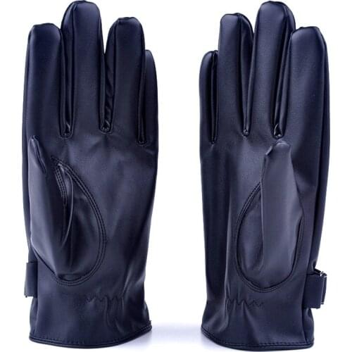 Hand Protection Flocking Windproof Full Finger Winter Non Slip Keep Warm Waterproof Soft PU Leather Men Gloves