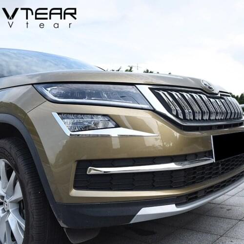 Vtear For Skoda Kodiaq fog lights cover front rear body foglights car-styling decoration Exterior chrome trim Accessories 2019