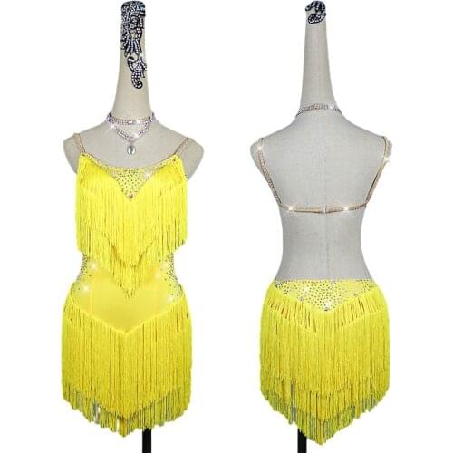 Shiny Rhinestone Latin Dance Dress Women Sexy Backless Club Party Dancer Singer Entertainer Dresses Tassel Performance Clothing