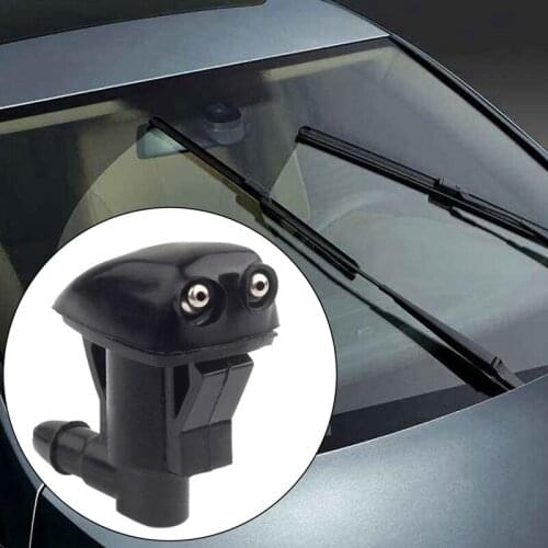 2pcs Universal Dual-hole Front Windshield Wiper Nozzle Black Auto Car Front Windshield Washer Wiper Spray Nozzle Set New