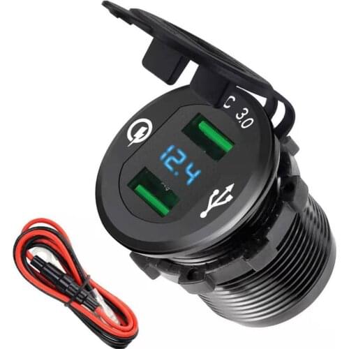 2in1 Car Fast Charger Socket Dual USB Port Volt Display 12-24V Phone charger