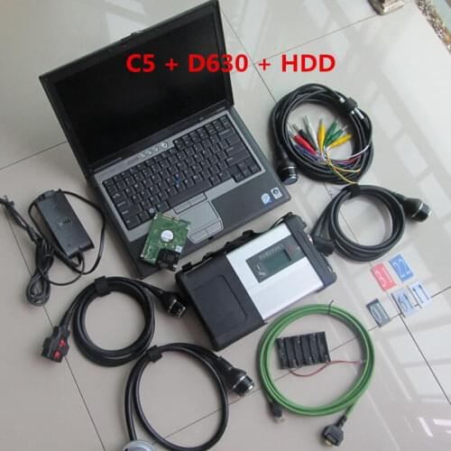 2020.12V DTS for Mb Star C5 with 500G HDD Software in second hand Laptop D630 with SD Connect Compact 5 car scanner diagnostic