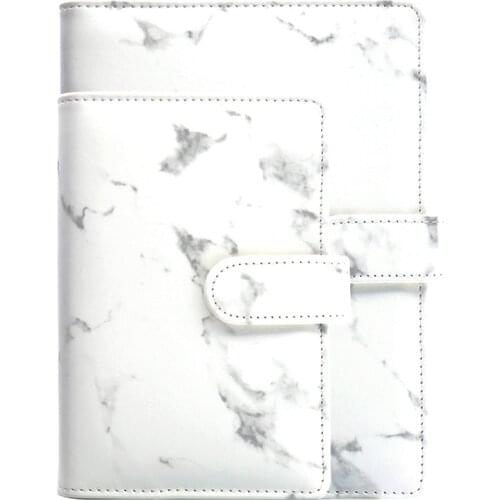 A5 A6 PU Leather Notebook Shell Marble Loose-leaf Binder Cover Diary Schedule Journal Binder White Marble Print Notebook Covers