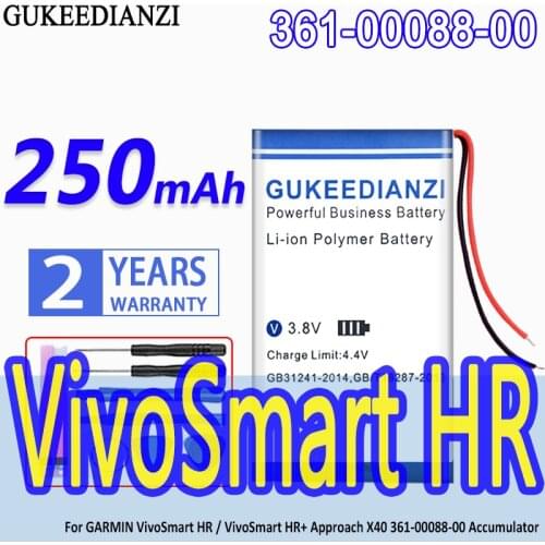 GUKEEDIANZI High Capacity Battery 361-00088-00 250mAh For GARMIN VivoSmart HR / VivoSmart HR+ Approach X40 361-00088-00 Accu