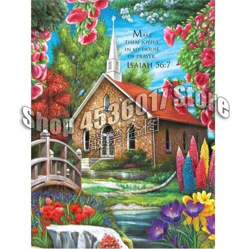 Diamond Embroidery 5D DIY Diamond Painting Serenity Church Inspirations Flowers Art Cross Stitch Rhinestone Mosaic Home Decor