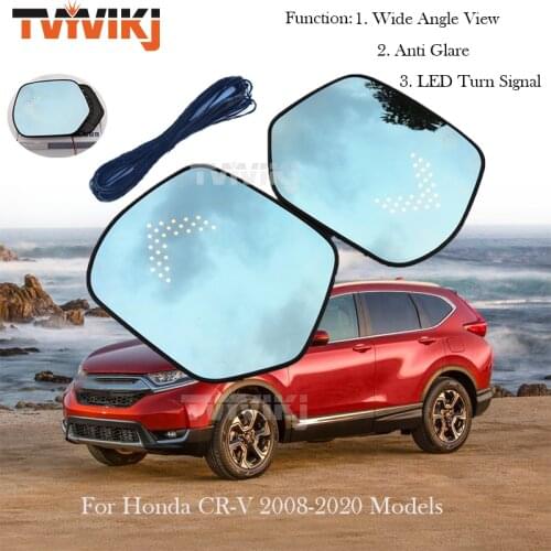 Side Rearview Mirror Blue Glass Lens with LED indicator For Honda CRV CR-V 2008-2020 Wide Angle View anti glare door mirror wing
