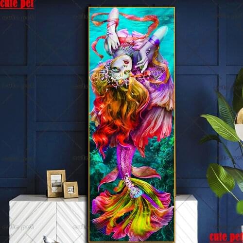 Large Diamond Painting Fantasy color mermaid Cross Stitch Diamond Embroidery5D Decoration Full Square round Drill Handmade decor