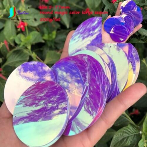 Wholesale Large Size 5mm-77mm Round Magic Purple Sequin DIY Handmand Stage Background Dance Performance Clothes Decorated Sequin