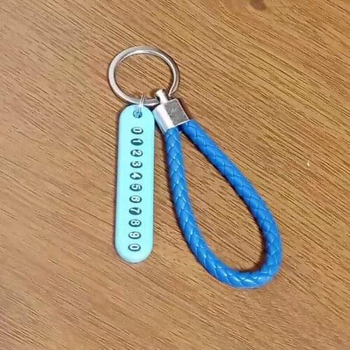 Anti-lost Car Keychain Phone Number Card Keyring Leather Bradied Rope for Skoda Octavia Fabia Rapid Superb Yeti Roomster