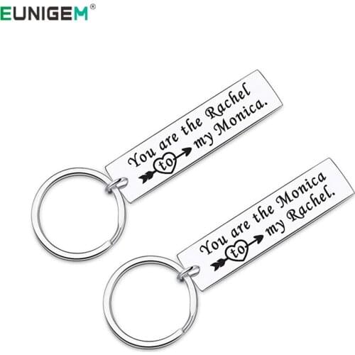 2PCS Friends Keychain Best Friend Gifts for Women You Are The Rachel To My Monica Birthday Wedding Gifts Jewelry Keyring