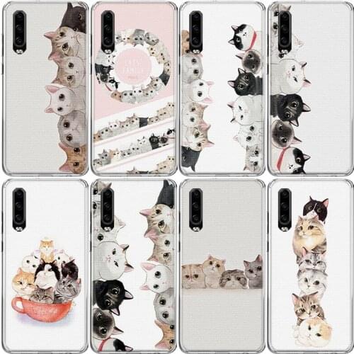 Lovely Cartoon Cat Phone Case For Huawei P40 P30 P20 P10 Mate 10 20 30 Lite Pro P Smart Z Plus 2019 2018 Cover Coque