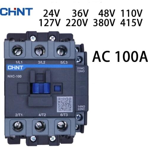 CHINT NXC-100 contactor 100A AC 24V 36V 48V 110V 127V 220V 380V 415V 1 Open and 1 close auxiliary contact
