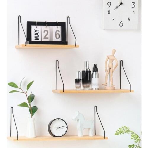 Wooden Storage Rack Holder Wall Mounted Shelf Living Room Bedroom Decoration Home Supplies Accessories Storage Shelves