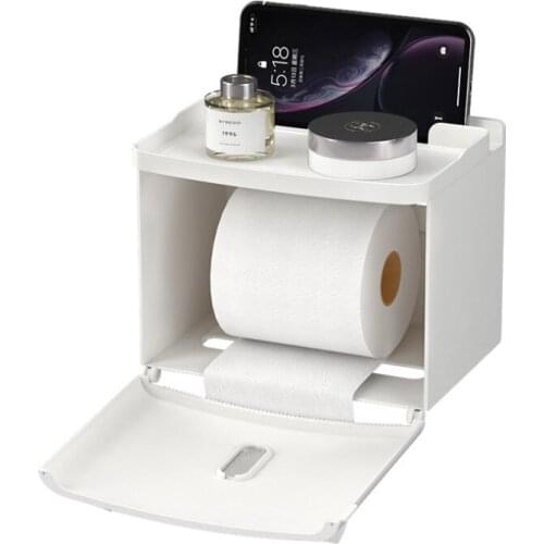 Bathroom Toilet Paper towel Holder Wall Mount Plastic WC Toilet Paper Holder with Storage Shelf Rack Paper Storage Box YH2164