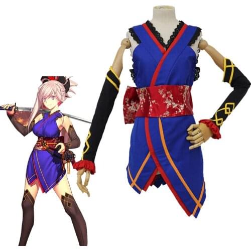 Fate Grand Order FGO Cosplay Servant Saber Miyamoto Musashi Costume Japanese Kimomo Uniforms Suits Fancy Party Dress