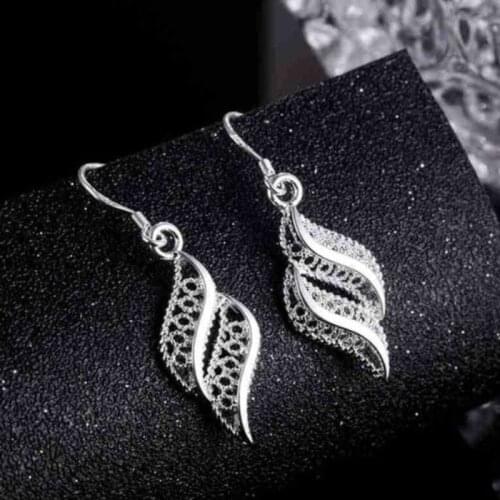 Fine Unusual Earrings Fashion Hollow Leaf S9 2 5 Silvery Drop Earrings For Women Wedding Valentines Day Gifts Geometric Jewelry