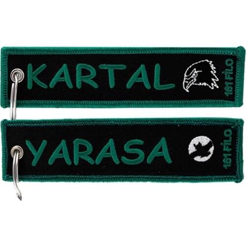 Kartal Yarasa Custom Name Tag Embroidery Keychain