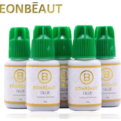 5Bottles EONBEAUT Lash Glue 3 Seconds Drying Time Low Odor Low Irritation Green Cap Eyelash Extension Glue 5ml for professionals