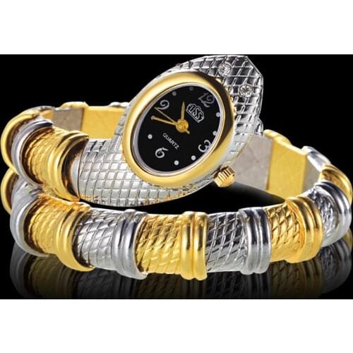 Hot Sale Unique Fashion Wrist Watches Women Ladies Snake Shaped Bracelet Watch Diamond Womens Watches Luxury Silver Gold Clock