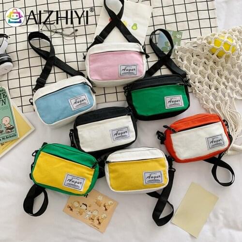 Fashion Women Canvas Bag Hit Color Wallet Shoulder Phone Patchwork Mini Handbags Ladies Multilayers Small Handbag Purse