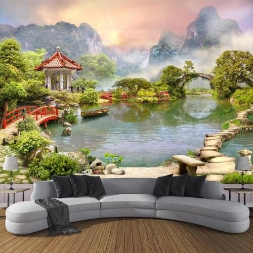 Custom Photo Wallpaper Wall Painting 3D Mountain Water Natural Landscape Large Mural Living Room Sofa Bedroom Home Decor Fresco