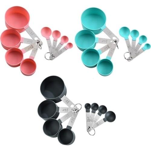 Baking essential stainless steel handle measuring cup 8-piece plastic measuring spoon Kitchen tool set measuring spoon