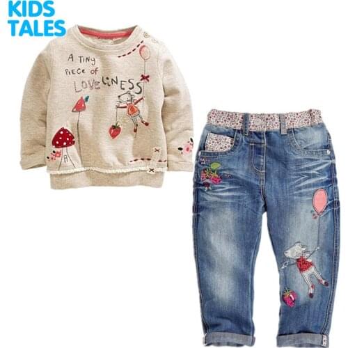 2017 New Baby girls clothing sets kids girls T-shirt+pant cartoon suit clothing children clothes spring autumn wear