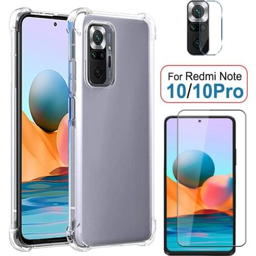 Lens film Shockproof Case for Xiaomi Redmi-Note-10 s /Note10-Pro Silicone Cover cases Redmi Note 10 Pro Case & Screen Protector