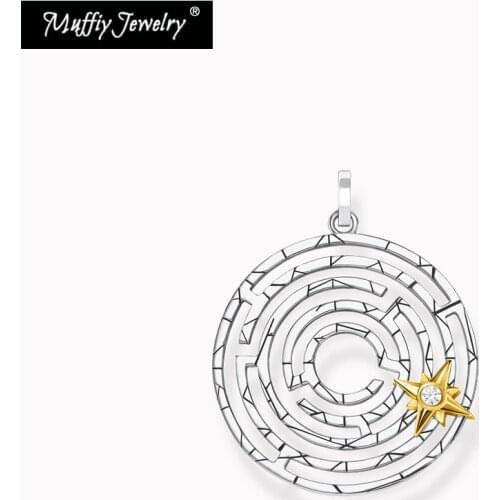 Pendant Labyrinth With Golden Star Movable 925 Sterling Silver Fit Necklace 2021 New Fine Woman Trendy Jewelry Accessories Gift