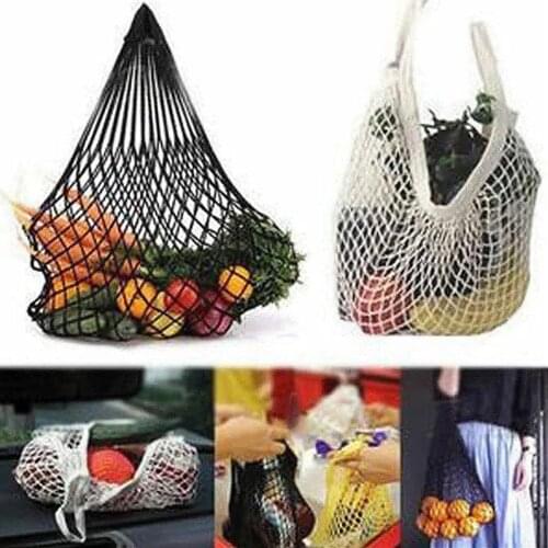 Portable Reusable Cotton Mesh Net Shopping Bag Fruit Vegetable Grocery Handbag