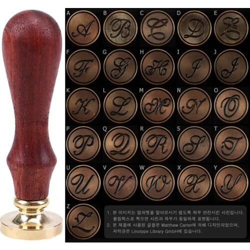 WHISM Brass Head Wax Stamps A-Z Letters Sealing Wax Stamp Wedding Invitation Wooden Handle Stamps Christmas Card Wax Seal Stamp