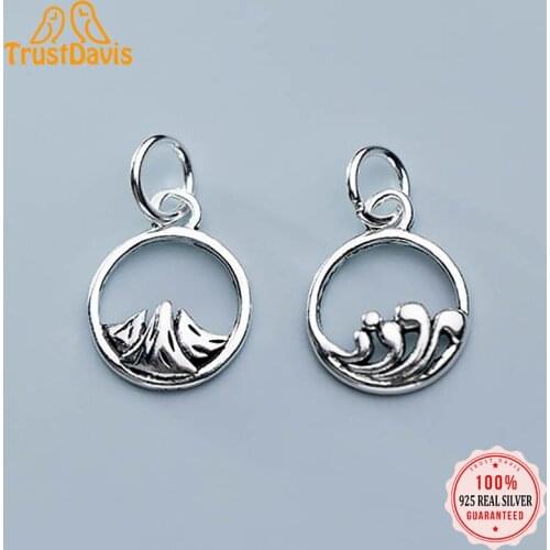 Trustdavis Real 925 Sterling Silver Fashion 2021 Sweet Geometric Round Pendant Handmade DIY Accessories Jewelry Wholesale DZ122