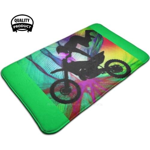 Acrobatic Motorcycle Fadas Comfortable Door Mat Rug Carpet Foot Pad Motorbike Acrobatics Fun Background Colors Silhouette