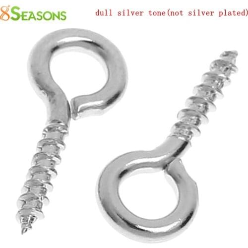 8Seasons Screw Eyes Bails Top Drilled Findings Silver Color Hooks Eyelets Screw Threaded Clasps DIY Jewelry 12mm x 5mm,1000PCs