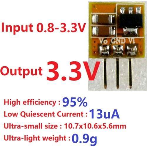 500mA High Efficiency 0.8-3.3V to 3.3V PFM Step-up DC-DC Converter for ds18b20 dht22 STM32 FPGA CPLD Power Supply