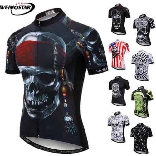 Weimostar Brand Quick Dry Skull Cycling Jersey Short Sleeve Summer Mens Bicycle Shirt Cycling Wear Racing mtb Bike Jersey Tops