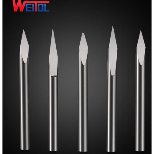 Weitol wood engraving tool 10 pc 3.175 mm Carbide Carving Cutters CNC Router Tools Three face engraving bits