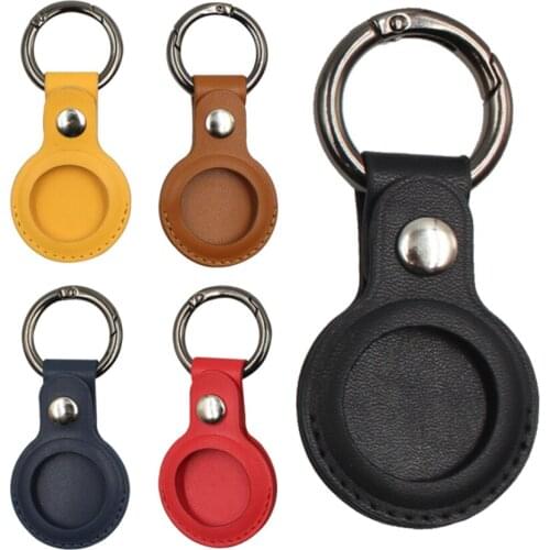 For Apple Airtag PU Leather Protective Sleeve Case Keychain Tracker Location Protector Cover for Airtags Tracking Accessory