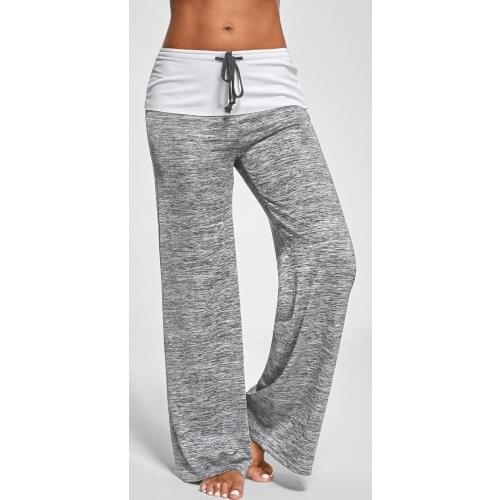 2021 Womens Clothing Fashion Pants Low Waist Loose Full Length Trousers Heather Color Cotton Knitted Pants Large Wide Leg Pants