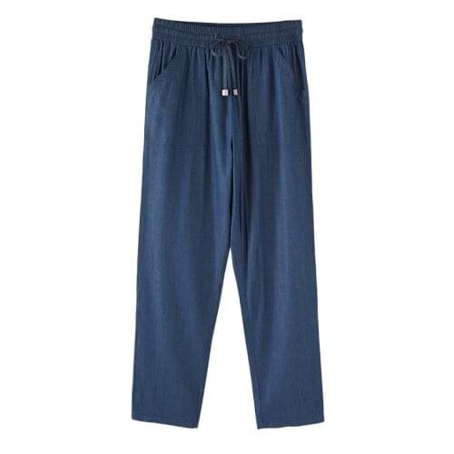 Woman spring summer ankle-length pants plus size M-7XL jeans harem pants 2020 new fashion casual long trouser black blue loose