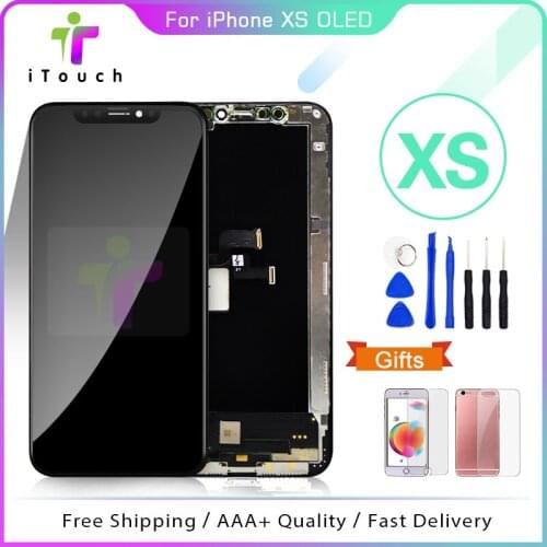 For iPhone XS LCD Screen Display with 3D Touch Screen Digitizer Display Assembly Glass Panel X XS OLED TFT LCD Black Replacement