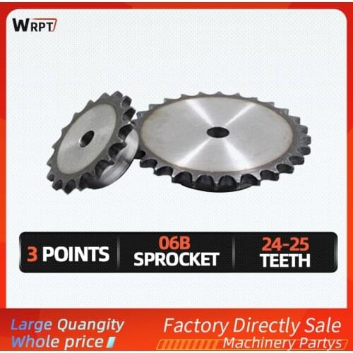 1PC 06B 3 points Sprocket/24-25 Teeth Pitch 9.525mm, tooth surface quenching, process hole, general motor