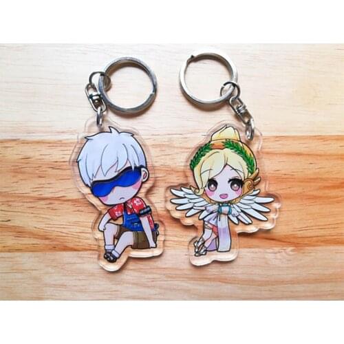 10PCS/ 1 Design Custom Clear Acrylic Charm Printed Anime Character Keychain For Gifts