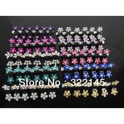 12 Pcs Crystal Flower Mini Hair Claw Clamp Hair Clip Hair Pin Hair Accessory Free Shipping