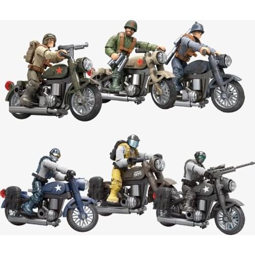 2021 World War 2 WW2 Army Military Soldier City Police SWAT Soldier With Motorcycle Model Building Blocks Bricks Kids Toys