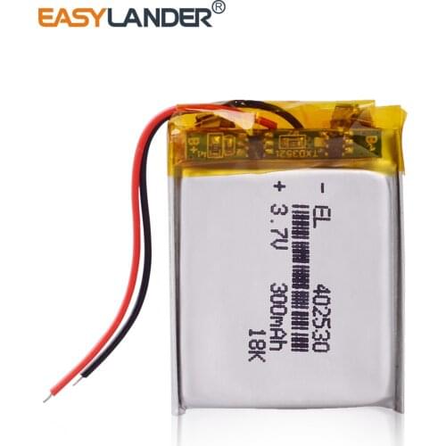 3.7V 300mAh 402530 Lithium Polymer li ion Rechargeable Battery For Car GPS vehicle traveling data recorder MP3 MP4 Speaker PSP