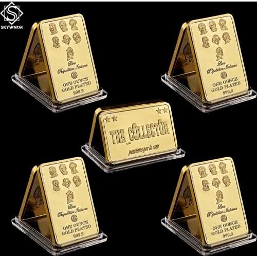 5PCS Italy The Collector Passione Per le aste Gold Bullion Bar Gorilla Souvenir Medallion Bar Euro Coins
