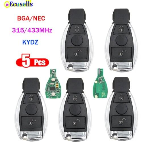 5PCS/LOT Smart Remote Car Key 2 Buttons 315MHz 433mhz for Mercedes-benz 2000+ support BGA/NEC with battery holder keyless entry
