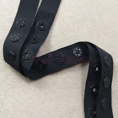 50 yards/lot, Fashional Hexagonal Plastic Snap Button Fastener Tape, Black and White Cloth Tape, DIY Garment Accessories